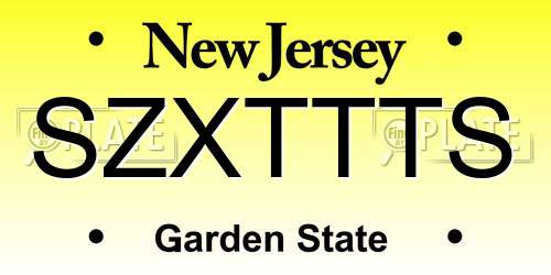 SZXTTTS New Jersey License Plate
