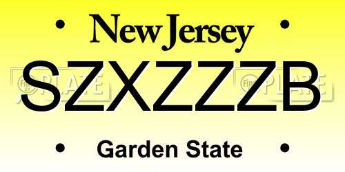 SZXZZZB New Jersey License Plate