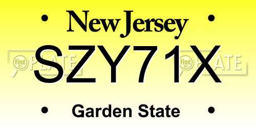 SZY71X New Jersey License Plate