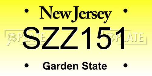 SZZ151 New Jersey License Plate