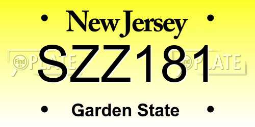 SZZ181 New Jersey License Plate
