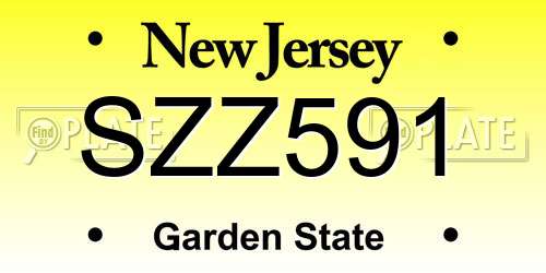 SZZ591 New Jersey License Plate