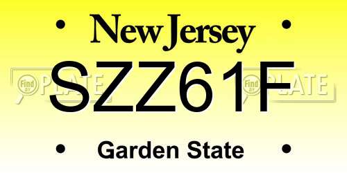SZZ61F New Jersey License Plate