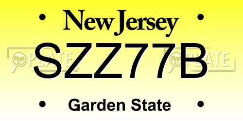 SZZ77B New Jersey License Plate
