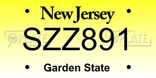 SZZ891 New Jersey License Plate
