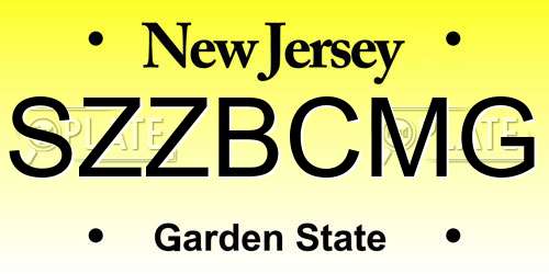 SZZBCMG New Jersey License Plate