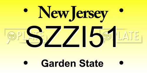 SZZI51 New Jersey License Plate