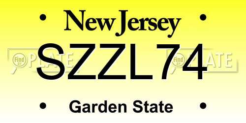 SZZL74 New Jersey License Plate