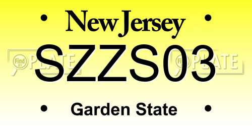 SZZS03 New Jersey License Plate