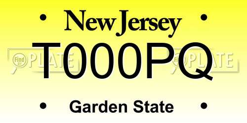T000PQ New Jersey License Plate