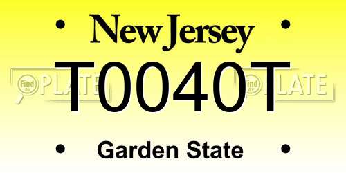 T0040T New Jersey License Plate