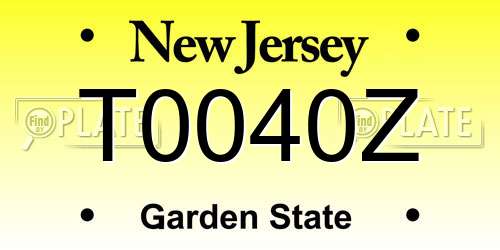 T0040Z New Jersey License Plate