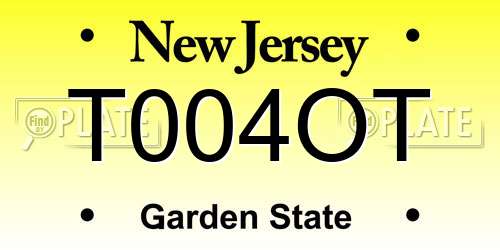 T004OT New Jersey License Plate