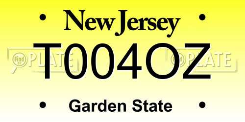 T004OZ New Jersey License Plate