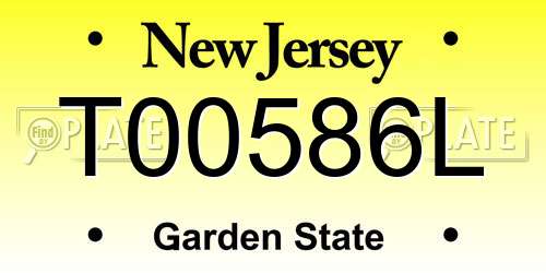 T00586L New Jersey License Plate