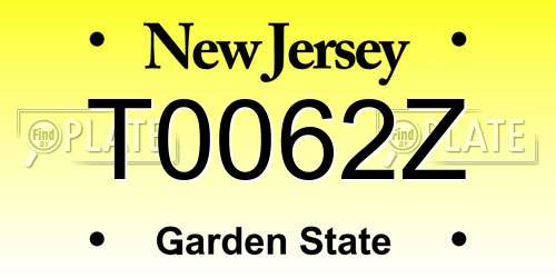T0062Z New Jersey License Plate