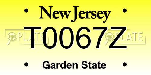 T0067Z New Jersey License Plate