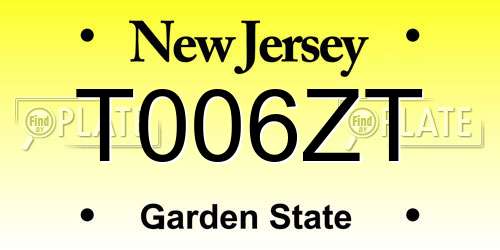 T006ZT New Jersey License Plate