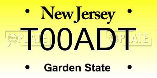 T00ADT New Jersey License Plate