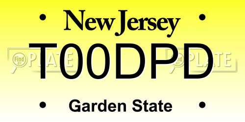 T00DPD New Jersey License Plate