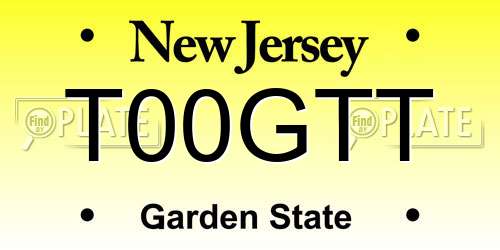 T00GTT New Jersey License Plate