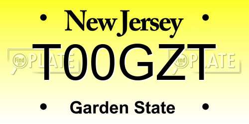 T00GZT New Jersey License Plate