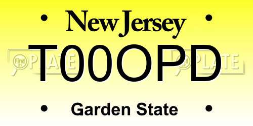 T00OPD New Jersey License Plate