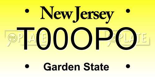 T00OPO New Jersey License Plate