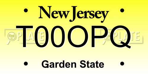T00OPQ New Jersey License Plate