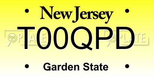 T00QPD New Jersey License Plate
