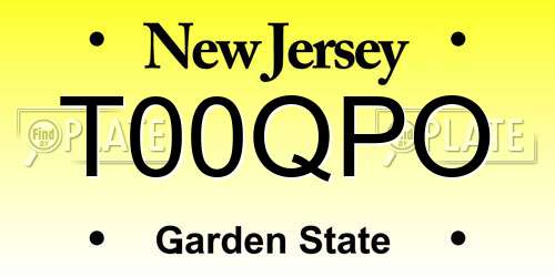 T00QPO New Jersey License Plate