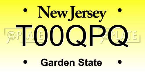 T00QPQ New Jersey License Plate