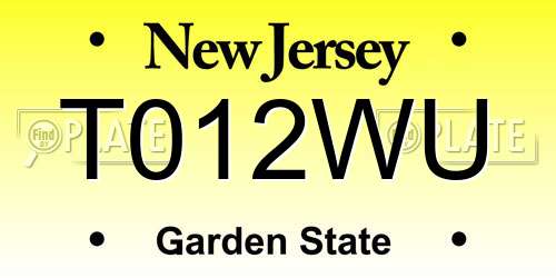 T012WU New Jersey License Plate