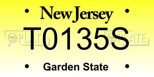 T0135S New Jersey License Plate