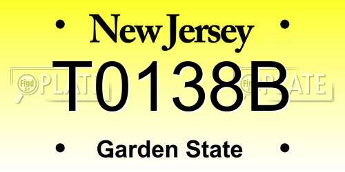 T0138B New Jersey License Plate