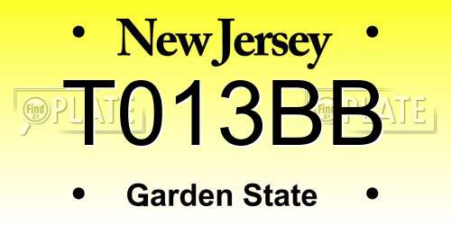 T013BB New Jersey License Plate