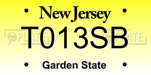 T013SB New Jersey License Plate
