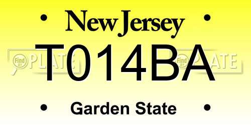 T014BA New Jersey License Plate