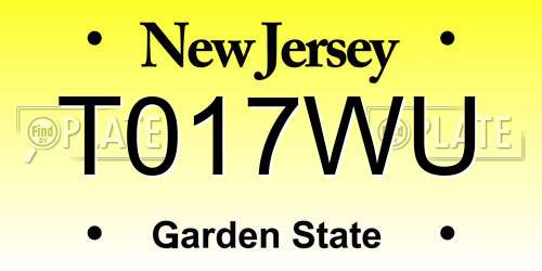 T017WU New Jersey License Plate
