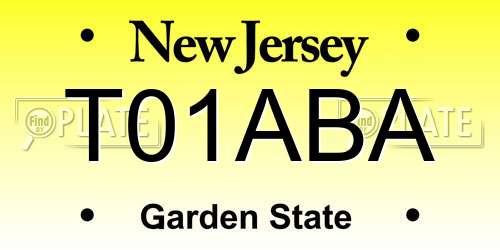 T01ABA New Jersey License Plate