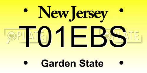 T01EBS New Jersey License Plate