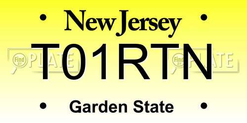T01RTN New Jersey License Plate