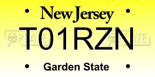 T01RZN New Jersey License Plate