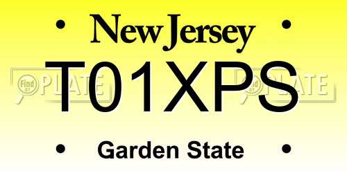 T01XPS New Jersey License Plate