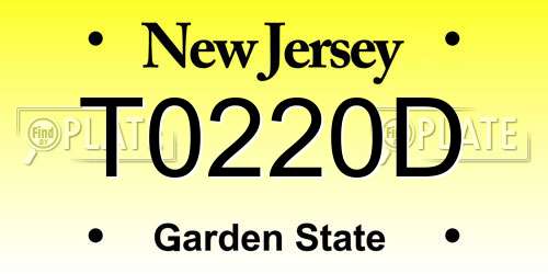 T0220D New Jersey License Plate