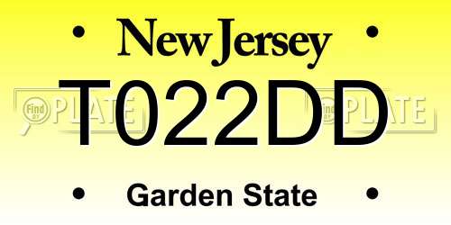 T022DD New Jersey License Plate