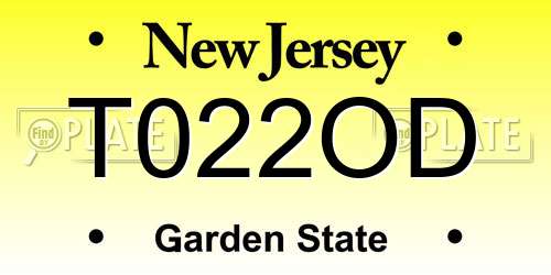 T022OD New Jersey License Plate