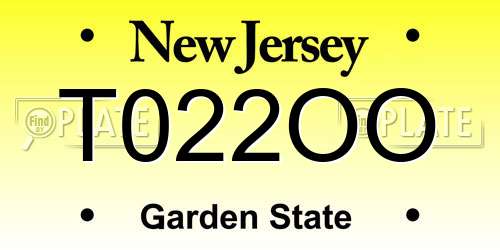 T022OO New Jersey License Plate