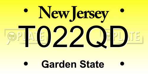 T022QD New Jersey License Plate