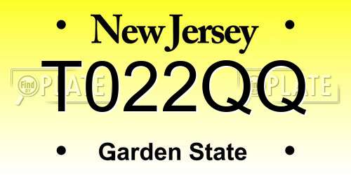 T022QQ New Jersey License Plate
